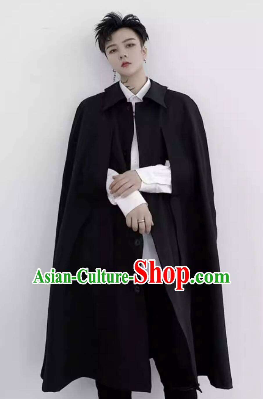 Handmade Black Cape Gothic Cloak Medieval Europe Winter Costume