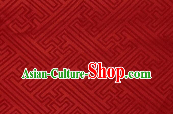 Tibetan Robe Brocade Buddhism Swastika Pattern Red Cloth Traditional Chinese Fabric