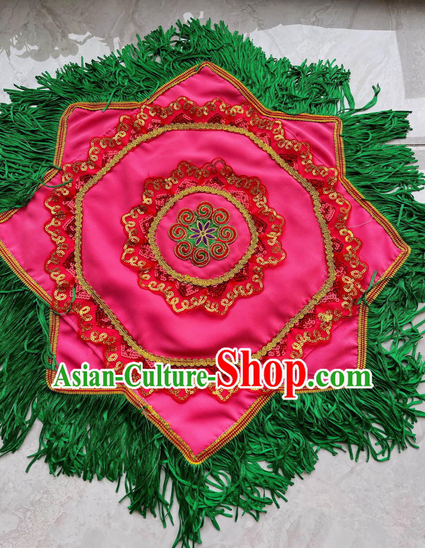 Handmade Pink Peony Dance Handkerchief Traditional Chinese Yangko Dance Handkerchief