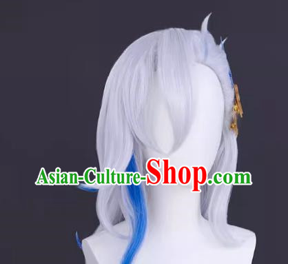 Original Fontaine God Cos Navilet Cosplay Wig With Highlighted Reversed Long Fake Hair