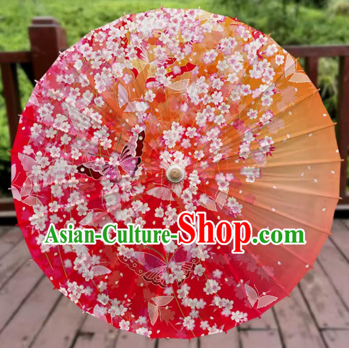 Chinese Painted Butterfly Oil-paper Umbrella Handmade Red Umbrella Traditional Dance Umbrella