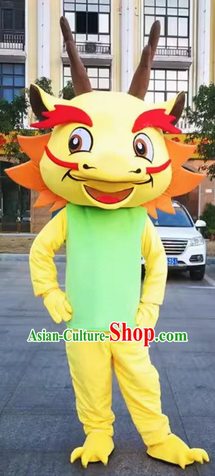 Little Yellow Dragon Cartoon Doll Costume Dragon Year Dragon Shape Doll Doll Clothes Walking People Wear Playing Zodiac Muppets