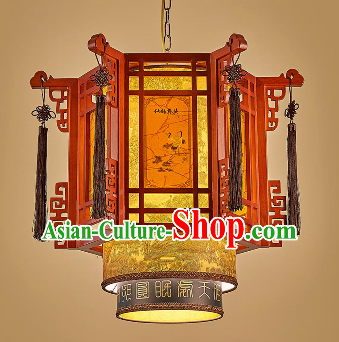 24 Inches Diameter Chinese Antique Lantern Retro Chandelier Solid Wood Sheepskin Lamp Garden Lamp Chinese Style