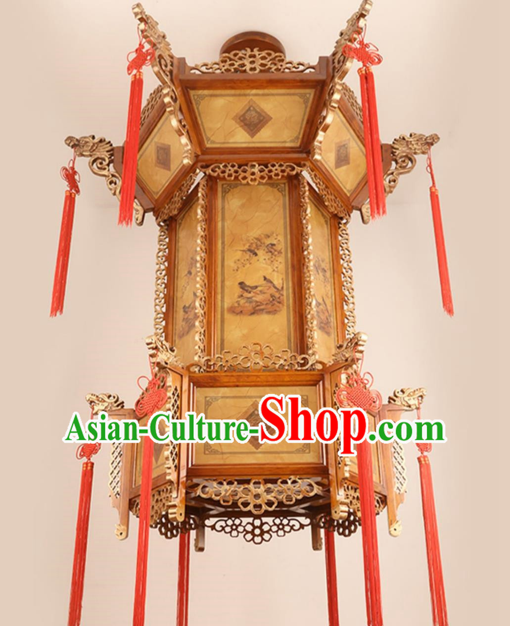 57 Inches Diameter Chinese Antique Lantern Villa Living Room Large Chandelier Classical Solid Wood Hexagonal Faucet Palace Lantern Hotel Chandelier