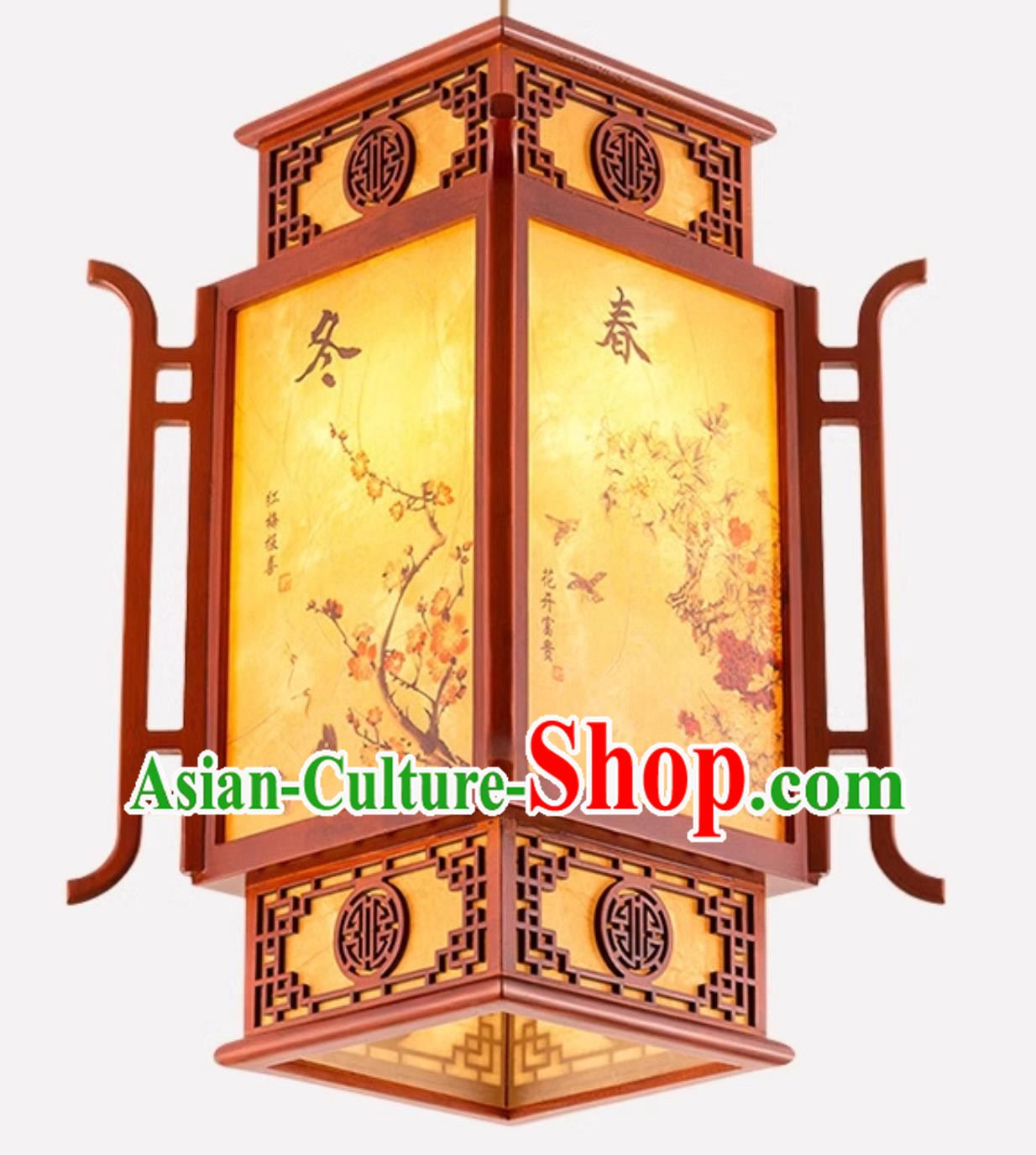 21 Inches High Chinese Antique Small Chandelier Solid Wood Lantern For Courtyard Tea House Aisle