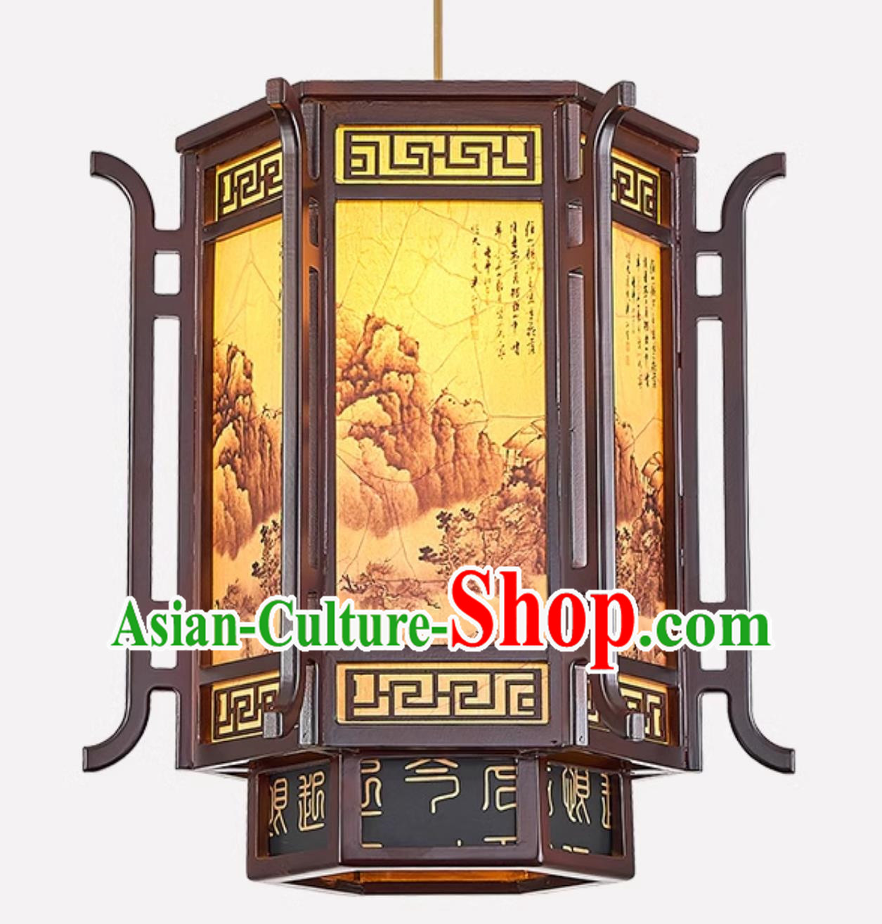 18 Inches High Chinese Lantern Chandelier Antique Tea Room Decoration Wooden Chandelier