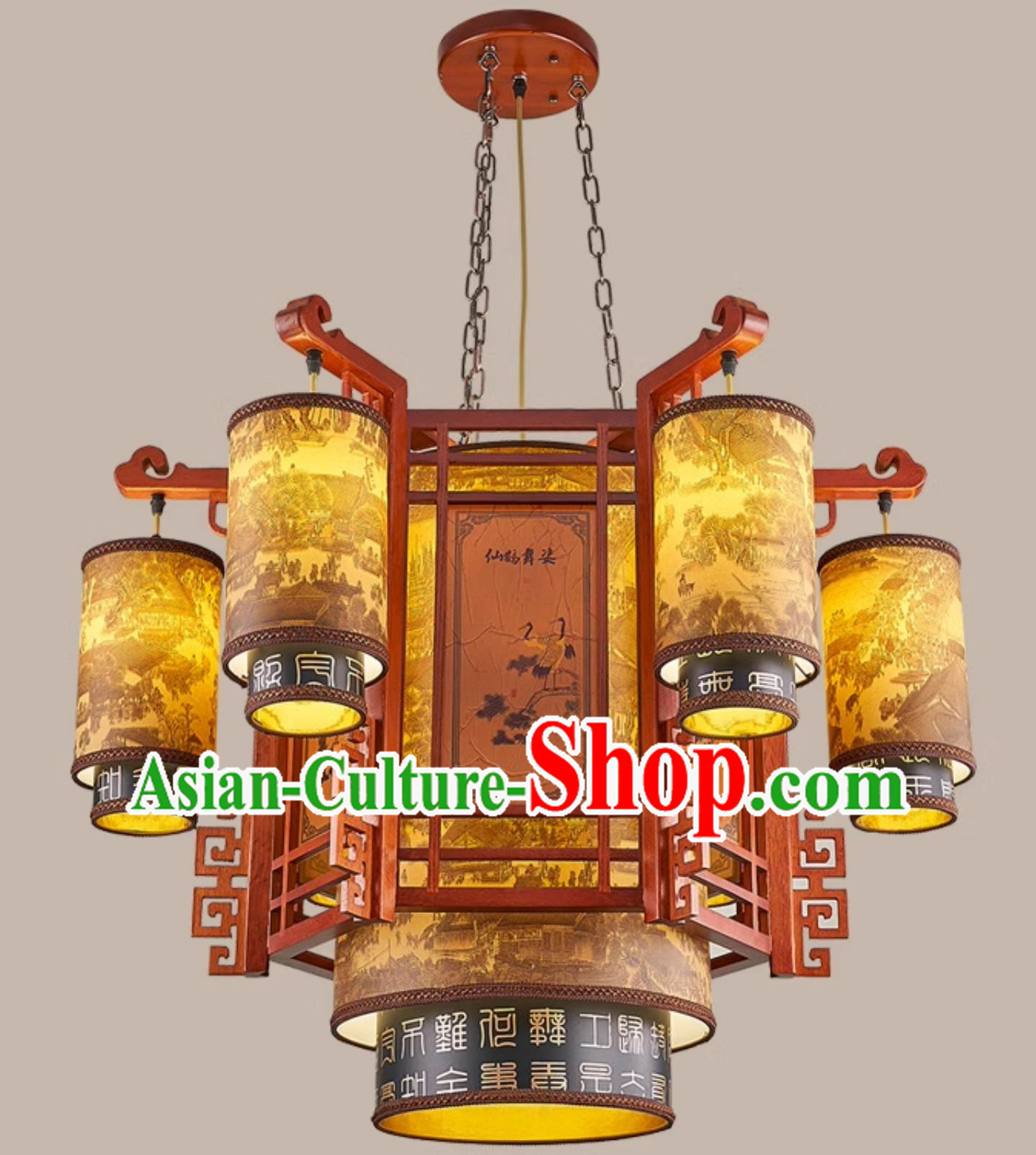 34 Inches Diameter Antique Chinese Chandelier Solid Wood Lantern Villa Tea House Headlight Hotel Chinese Style Palace Lantern