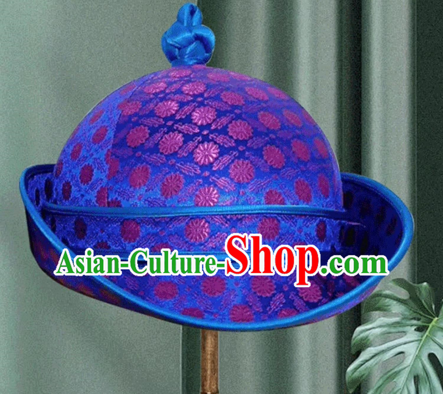 Blue Men Adult Mongolian Hat Daily Hat Headwear