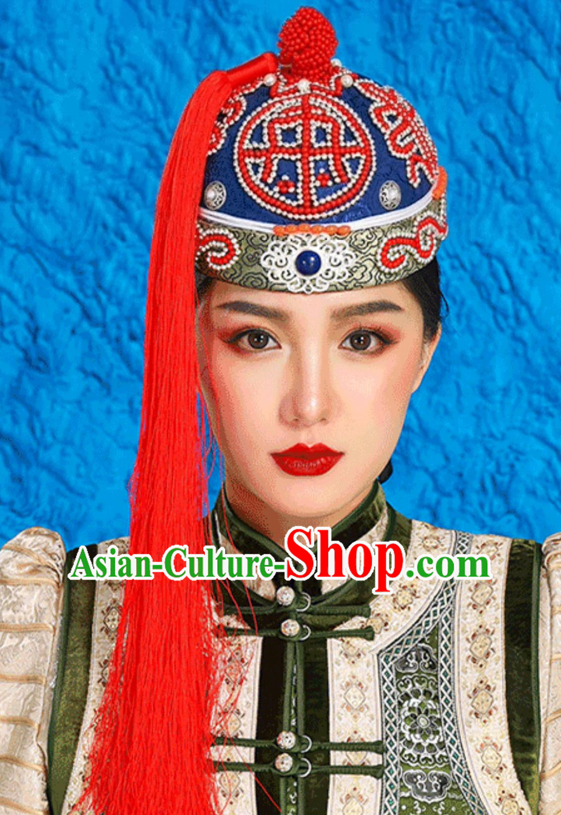 Tassel Landlord Hat Melon Shell Hat Red Hat With Mongolian Ethnic Characteristics