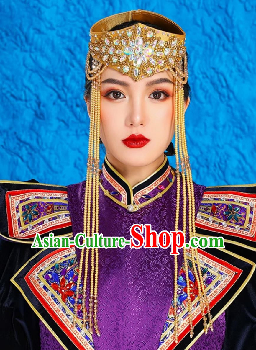 Mongolian Lady Headdress Hat Minority Performance Dance Headdress Bride Wedding