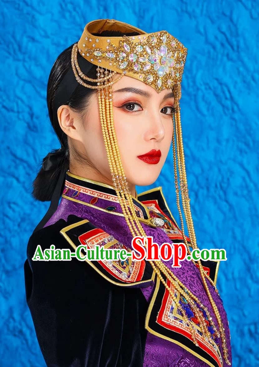 Mongolian Lady Headdress Hat Minority Performance Dance Headdress Bride Wedding