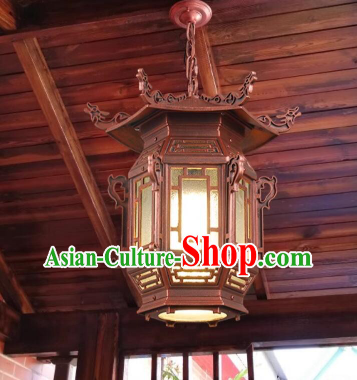 Chinese Tibetan Lamp Handmade Traditional Lantern Top Aluminum Metal Light