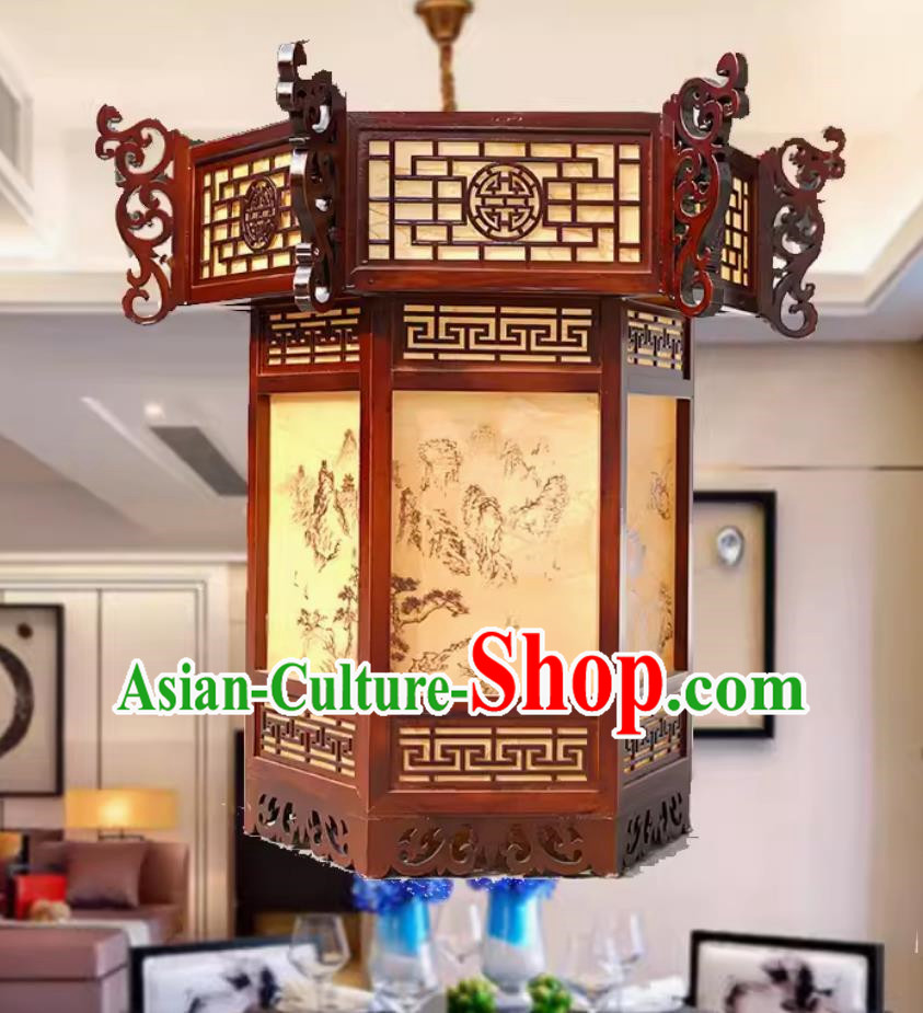 60cm Chinese Antique Solid Wood Palace Lantern Temple Palace Pavilion Palace Lantern Ancient Chinese Style Lantern