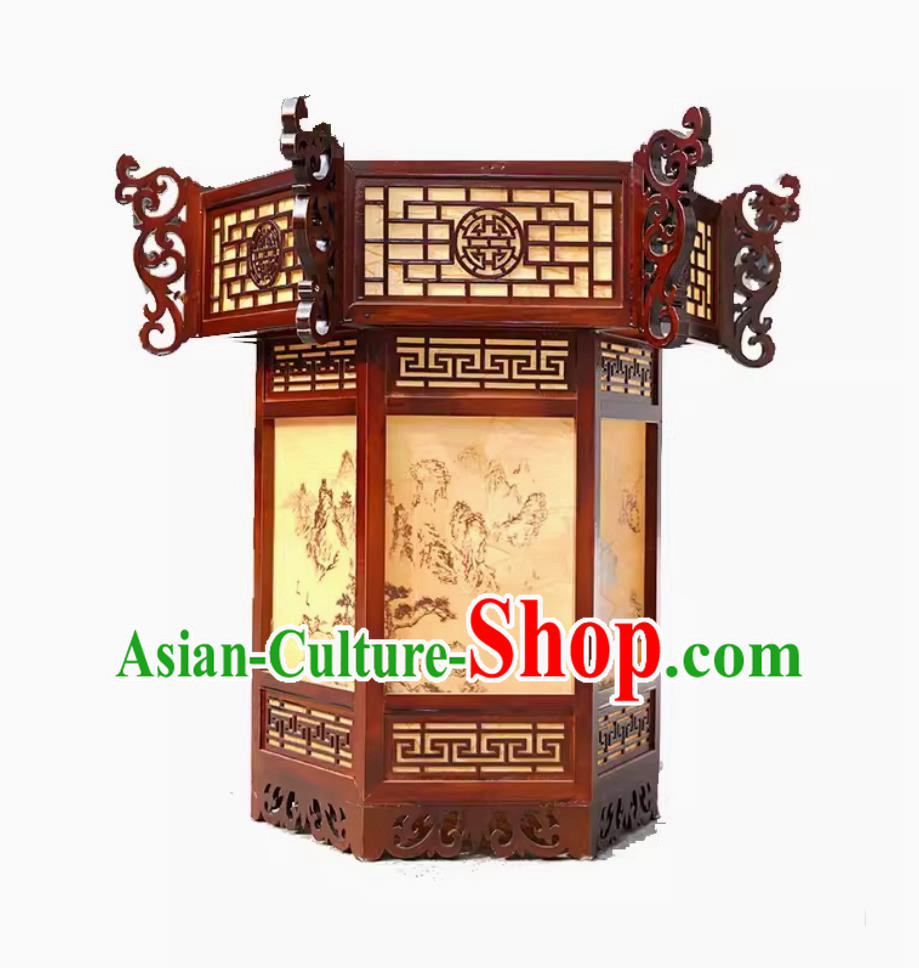 60cm Chinese Antique Solid Wood Palace Lantern Temple Palace Pavilion Palace Lantern Ancient Chinese Style Lantern