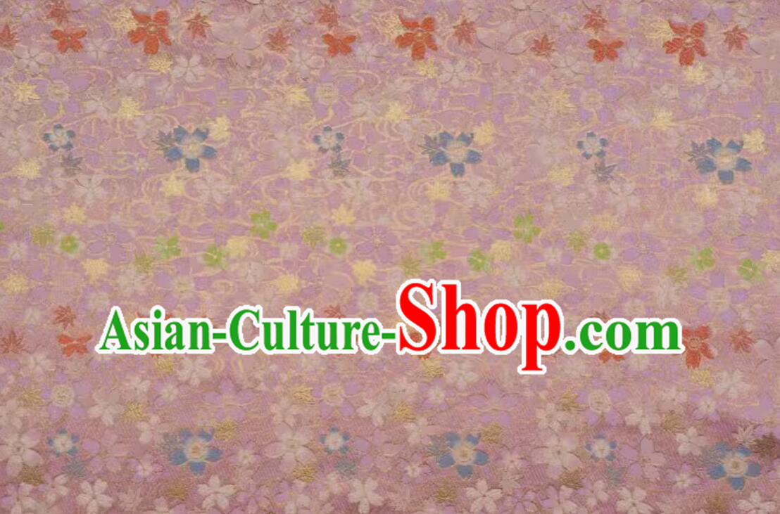 Classical Cherry Blossom Pattern Lilac Brocade Qipao Fabric Traditional Kimono Fabric