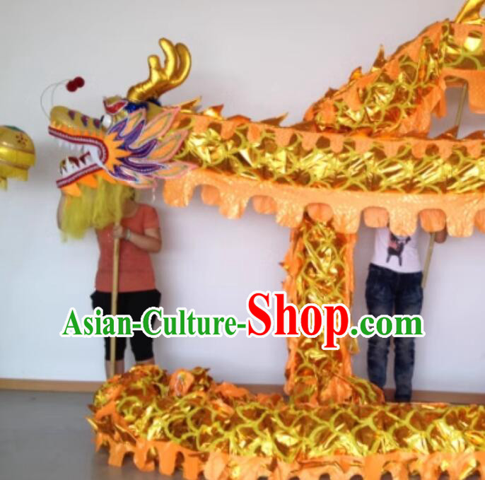 Handmade 10 Meters Dancing Dragon Traditional Chinese Golden Dragon Costumes Complete Set