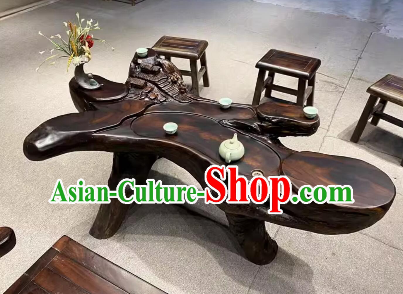 Hand Carved Chinese Stunning Tree Root Tea Table