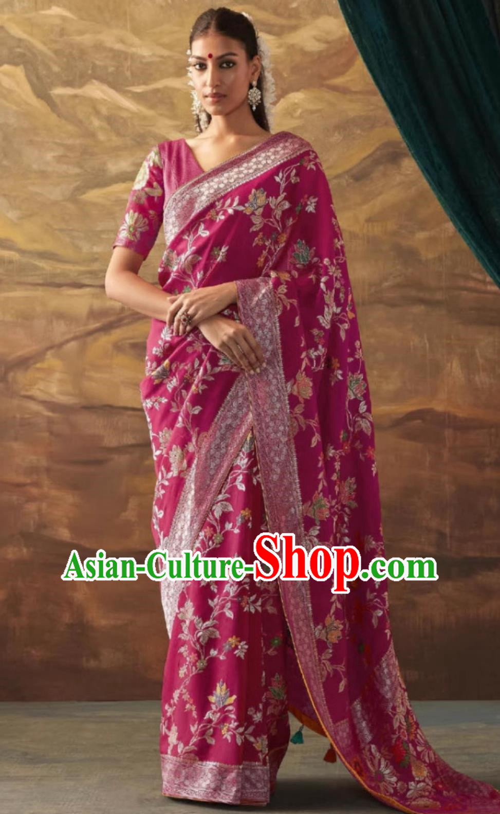 Indian Traditional Clothing India Woman Festive Dress National Rosy Sari