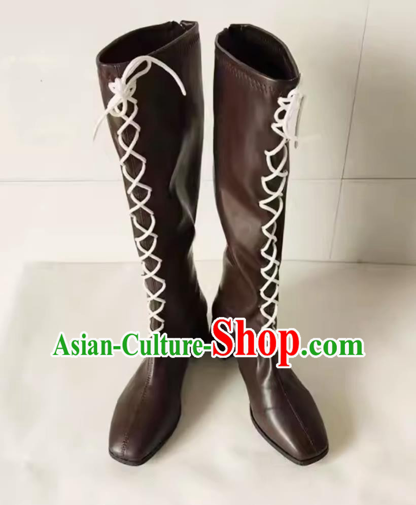 Funeral Lilian Cosplay Shoes Huertack Cosplay Boots Dark Brown